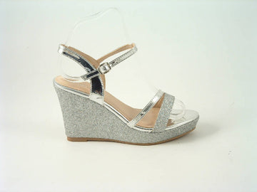 Glitz Shoes Divine High Heel Glitter Metallic Wedge Sandal Glitz Shoes